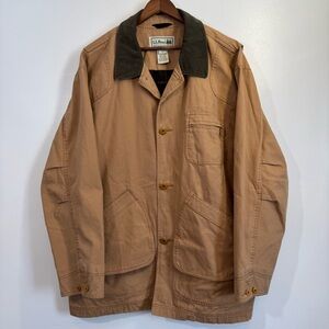 Vintage LL Bean Flannel Lined Barn Chore Coat Jacket Tan Canvas Men’s XXL
